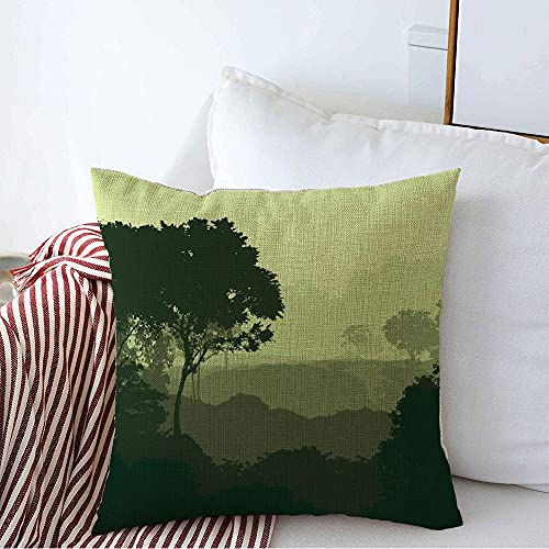 874 Kissenbezug 2D In Sträuchern Bäume Nebel Tief Durch Zweige Schichten Baum Naturparks Holz Nadelbaum Zeder Im Freien Kissenhülle Stilvolles Kissenbezüge Dekokissen Kissenhüllen 45x45 cm