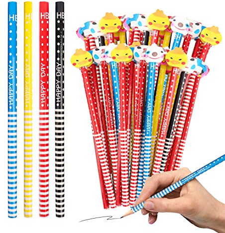 JOPHEK HB Bleistifte Set, 40x HB Stifte Bleistifte Set mit Radiergummi, Zeichnung Schreiben Bleistift mit Gummi, Mehrfarbig Kinder Schüler Schreiben Zeichenwerkzeuge für Zeichnen und Skizzieren