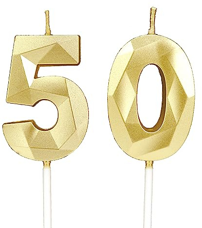 DTXLX Gold Number 50 Birthday Candles Cake Decoration | 50th, Happy, Toppers, for, Parties, Weddings, Company, Anniversaries