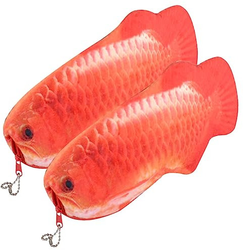 Ciieeo 2stücke Fisch Bleistift Fall Cartoon Plüsch Stift Tasche Schreibwarenhalter Mit Reißverschluss Für Studenten Schulbedarf Tragbar