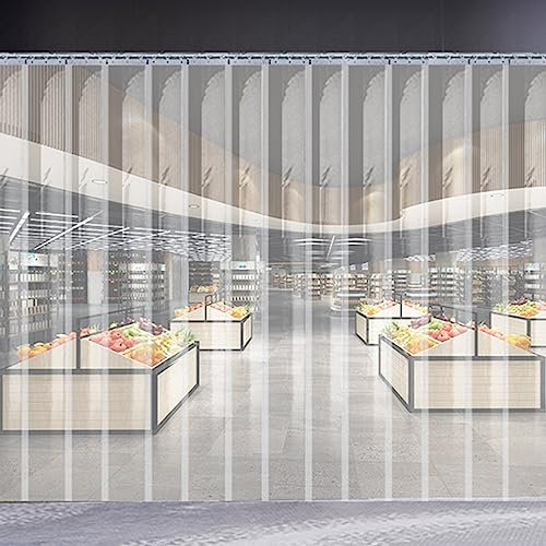 PVC Streifenvorhang,1.5mm Kunststoffvorhangstreifen, Transparent｜Maße: 0.75×1.5m-3×3m Industrie-Streifenvorhang, komplett vormontiert, Verzinkt/Wetterfest/Spritzwassergeschützt-2.1×1.75m