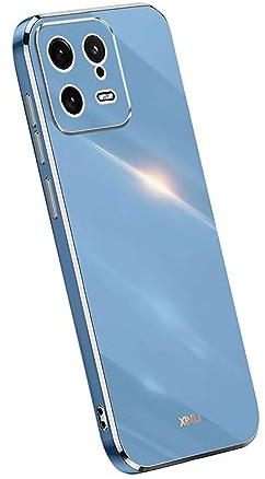 JIAFEI Funda para Xiaomi 13T / 13T Pro, Dorado Galvanoplastia Borde Diseño TPU Silicona Protector Cover Case, Azul