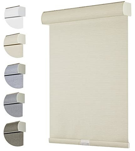 Persilux Free-Stop Kabellose Verdunkelungsrollos für Fensterrollos mit Leinenoptik, strukturierter Stoff (Beige, 89,9 cm B x 183,9 cm H), UV-Schutz, Thermorollos für Fenster, Schattierungen für