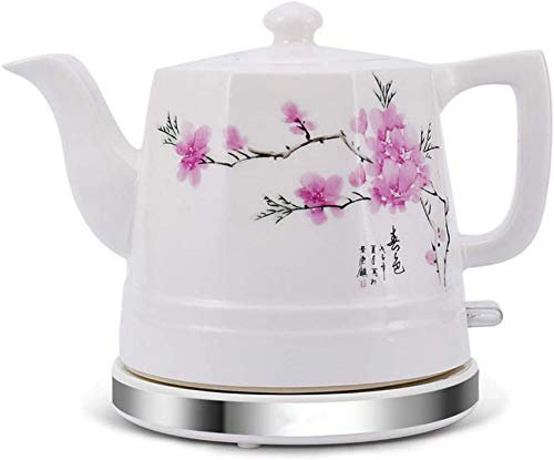 -Teiera elettrica in ceramica-Brocca retrò in acciaio inossidabile da 1 litro, senza Bpa, spegnimento automatico, acqua bollente veloce da 1000 W per tè, caffè, zuppa, base rimovibile per farina