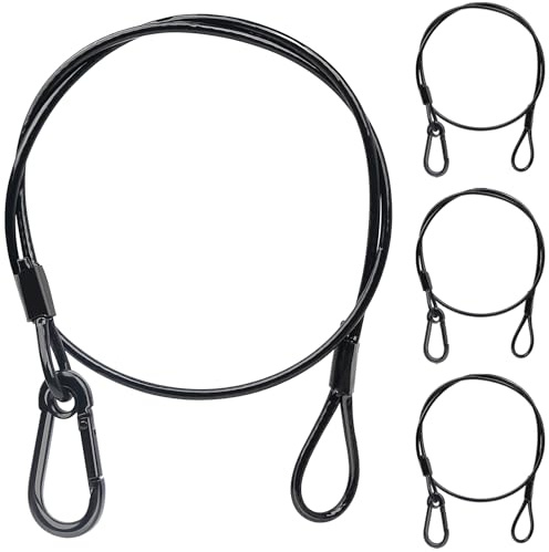 Stage Lights Safety Cable, 4mm×85cm Safety Chain, Picture Hanging Wire Rope, Stainless Steel Chain with Buckle and Looped Hanging Cord