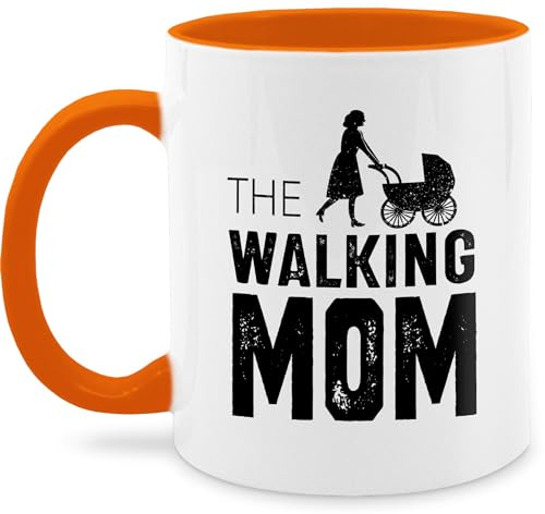 Tasse Tassen 325ml - Mama - The walking Mom - Mütter Kinderwagen Geschenk Geburt Lustig - 325 ml - Orange - muttertagstasse mum mutter kaffeetasse moms cup muttertag best häferl