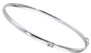 forme di Lucchetta - Echtgold Armreif mit 0,14cts Saphir aus 14K Weißgold oder Gelbgold - Ovale Form (2,85gr - 18 cm), Goldarmband Damen 585 Echtgold - Hochwertiges Schmuck hergestellt in Italien