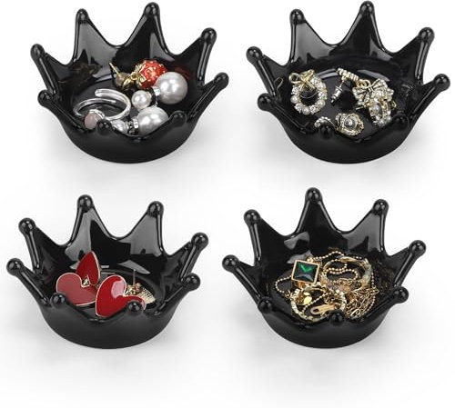 DBREAKS Bandeja de Joyas, Plato de joyería, Bandeja de Anillo de Cerámica, Bandejas Decorativas, bandeja pequeña para llaves, Organizador de Joyas, Navidad, Acción de Gracias, Regalo,4pcs