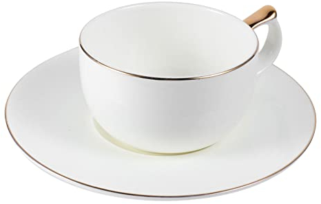 TOPBATHY Tazze Da Bevanda Con Piattino Tazza Per Bevanda in Porcellana Tazza Semplice Per Cappuccino Espresso Latte Macchiato Cioccolata Vino Utilizzabile in Bar Ristorante