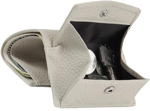 Karmiir RFID Bloquage Petit Portefeuille en Cuir pour Femmes avec Poche de Pièce de Monnaie, Mini Trifold Femmes Portefeuille avec Cash Slot et Porte-Cartes, Minimaliste, Beige