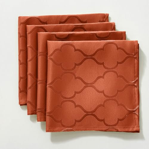 SASTYBALE Servilletas de tela jacquard de otoño, patrón de flores, suaves, lavables, cuadradas, para restaurante, familia, cenas de otoño, fiestas y banquetes (4 piezas, 50 x 50 cm, naranja quemado)