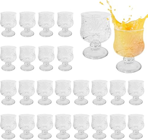 BUWUSMU 24 Pcs Shot Glass Bulk Set 1.5 oz Mini Cute Shot Glasses Cordial Glasses with Stem Sherry Glasses Clear Shot Glassware for Wine Liqueur Tequila Whiskey Beverage Wedding Party Bar Supplies