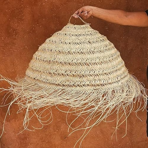 Generico Lustre à Suspension en Paille Artisanale Marocaine: Style Ethnique, Éclairage Naturel et Confortable 2403211020 Rotin Osier Giunco Bambou