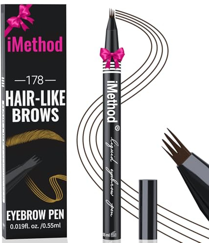 iMethod Augenbrauenstift - Augenbrauenstift mit Mikro-4-Gabel-Spitze, Microblading Augenbrauenstift für haarähnliche Augenbrauen, lang anhaltende Augenbrauenstifte für Frauen, wischfest, Black Brown