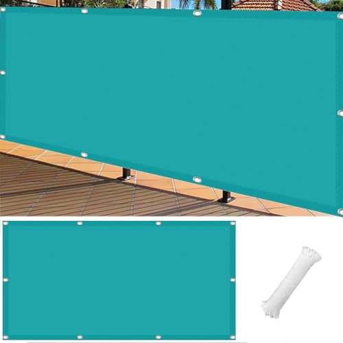 Pantalla para Balcón 105 x 750 cm Resistente Al Viento Revestimiento para Balcón con Ataduras de Cables para Balcón Exterior de Jardín Terraza, Azul Cielo