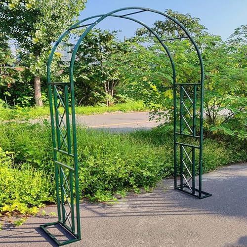 Arche de Jardin en métal, 230cm de Haut x 140cm~340cm de Large Arceau à Rosier, tonnelle en métal Robuste pour Grimper, vignes et Plantes, Mariage, décoration de fête(Green,220x230x40cm)