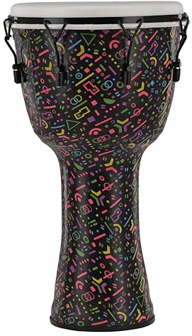 GEWA Liberty Djembé accordage mécanique (tirants) - Diamètre : 14 (35,5 cm) - Hauteur : 27 (68 cm) - Nombre de crochets : 8 - Motif : Crazy Neon