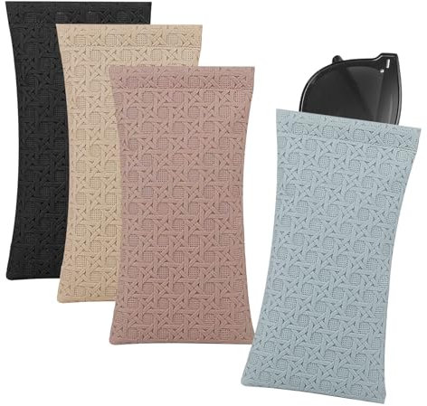 LHOEST Brillenetui Weich Leder Brillentasche für Sonnenbrillen - Brillenbeutel in Grün Rosa Blau Schwarz - Wasserdicht Tragbar für Herren und Damen Brillenhülle