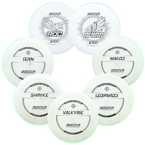 Gotta Go Gotta Throw INNOVA Glow Disc Golf Starter Set – 140-180g – New Proto Glow Plastics – PDGA Approved Set – Includes Bag