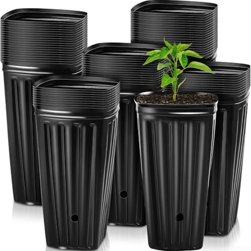 Zeroupshop Macetas altas de plástico de 7.8 pulgadas, macetas altas de plástico para vivero, macetas de plástico negro, maceta de plástico para plantas suculentas, esquejes, trasplante (25 piezas)