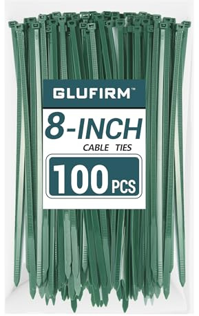 Green Cable Ties 8 (Pack of 100), 45lb Tensile Strength, Cable Ties for Indoor and Outdoor UV, UV and Cold Resistant Wire Ties for Home, Garden, Fence, Paloka