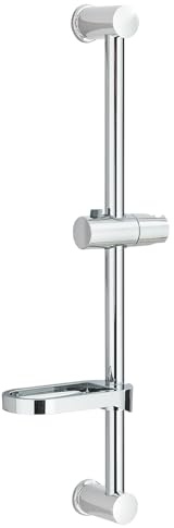 Rozin Kit de rehausseur de douche en acier inoxydable chromé réglable avec porte-savon et barre de support pour pommeau de douche pour salle de bain