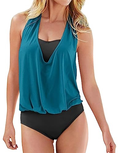Tankini Donna Mare Vita Alta Contenitivo Tankini Due Pezzi Taglie Forti Beachwear Estate Costumi Mare Con Controllo Della Pancia Spiaggia Top E Pantaloncini Curvy Nuoto Elegante Costume Da Bagno Donna