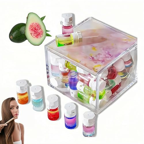 Perfume y aceite 2 en 1: Aceite capilar nutritivo y abrillantador de aguacate, set de perfume capilar, mini perfume capilar para mujer, fragancia de larga duración y para cabello dañado (20Piezas)