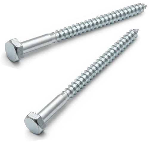AMLOOPH M10 x 100mm Coach Screws, 5pcs Heavy Duty Hex Head Lag Bolts 100mm | Zinc Plated Steel Half Thread M10 Self-Tapping Wood Screws for Wood, Brick & Masonry Fixing – Fence, Shelving, Decking