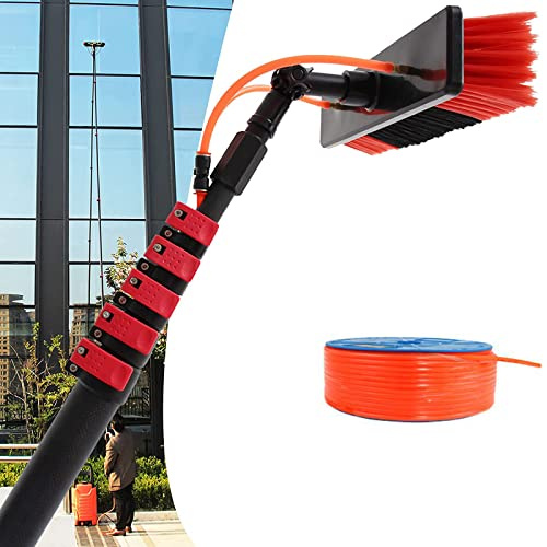 12FT - 36FT Outdoor Window Cleaning Pole, Water Fed Telescopic Brush Water Fed Pole Kit With Hose Spray, Solar Panel Cleaning System Outdoor Washing Equipment Tool (10.8M)