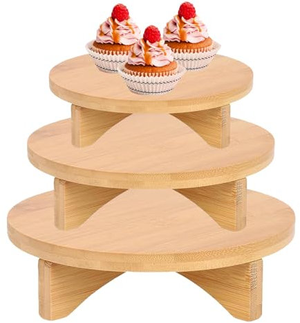 Round Plant Stand, Wooden Flower Table, Brown, Decorative Pot Stool, Heavy Duty Display Base, Creative Garden Riser, for Indoor Outdoor Holder, Rustic Side Shelf Furniture