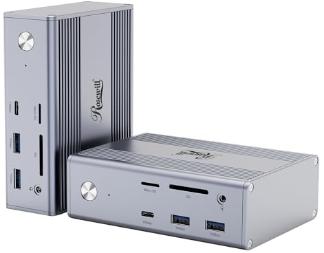 Rosewill 14-in-1 USB C Laptop Docking Station, 100W PD Charging, 4K@60Hz Display, Triple 4K Display HDMI,10Gbps Transfer & Ethernet, Mac, Android, Windows/Dell/HP/Lenovo/Asus/Acer/ (Include Charger)