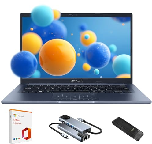 ASUS Vivobook 14 Ordinateur portable FHD de 14 po, processeur Intel Core i3 de 13e génération, RAM 24 Go, SSD de 2 To, carte graphique Intel UHD, NumberPad, caméra de confidentialité, suite