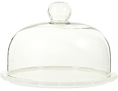 Zerodeko Campana Copritorta in Vetro Trasparente Con Base Cupola Piccola Per Dolci e Dessert Design Con Manico Ergonomico Per Casa Ristorante e Hotel