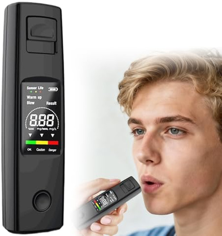 Etilometro Portatile, Alcol Test con Display LCD Digitale, Senza Boccagli, Ricarica USB-C, Etilometro Portatile Personale per Uso Domestico e Professionale