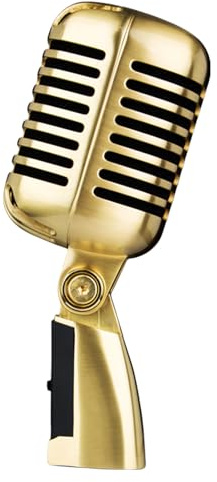 Xuancai Microfono retrò Vintage Dynamic Vocal Microfono Telaio In Metallo Con Vintage Autotensione Per Esibizioni Dal Vivo Mic