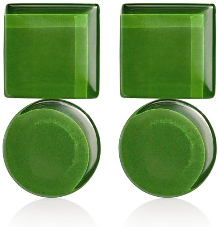 Geometrische Statement Ohrringe Damen • Bauhaus Design Ohrstecker in 16 Farbvarianten • Nachhaltiger Schmuck aus Glas • hypoallergen & handgemacht • 30x15x4mm (Grasgrün)