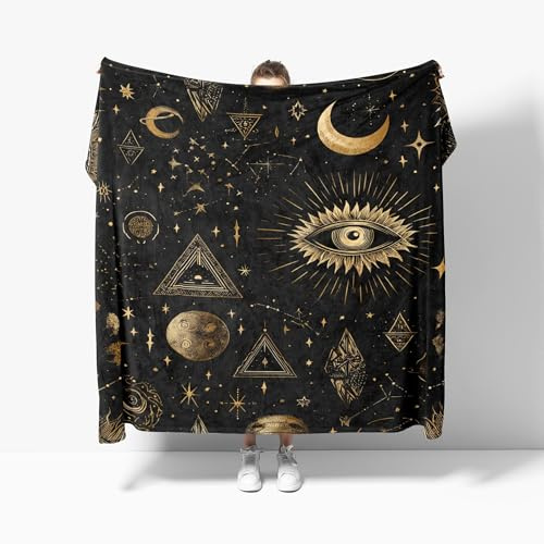 Genérico Manta de Franela, Runa MíStica De Lujo Microfibra Suave Acogedora y Cálida Cobija Oro Cubierta de Cama Mantas de Sofa Cama para Adultos y Adolescente XXL 180x200 cm