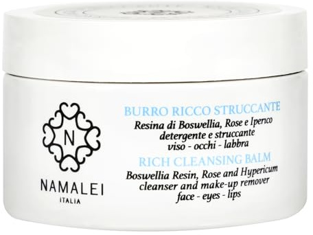 Namalei Burro Struccante Boswellia e Rose 200 ml | Detergente delicato per viso, occhi e labbra, rimuove il make-up in profondità