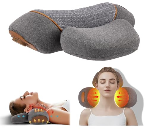 Masseur Cervical 3 en 1 pour Soulager la Douleur des Tissus Profonds, Coussin de Massage avec Chauffage et Vibration, Oreiller de Massage pour Cou Nuque Épaules