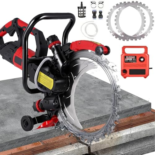 Electric Concrete Chainsaw Wall Cutter Machine, 5800W 6500W Hand Held Concrete Cutting Chain Saw 14/19 Cutting Depth, Diamond Chainsaw with Water Supply and Dust Suppression