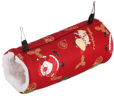 SUPVOX Túnel de Calentamiento para Mascotas Escondite de Felpa para Hámster Cama de Invierno para Animales Pequeños para Descansar Invierno Color Rojo