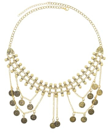 New 2026 Vintage Traditional Afghan Ethnic Women's Necklace Bracelet Golden Silvery Alloy Bone Joint Cross Chain-Meaningful Necklace Symbol, Spiritual Jewelry For Men And Women