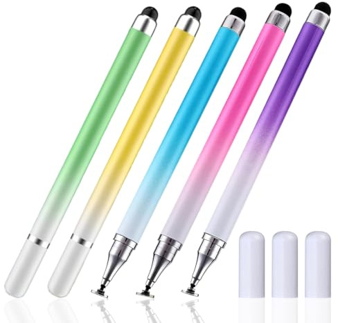 5 Pezzi 2 in 1 Penna Touchscreen per Tablet, Penne Stilo Capacitive Universali per Touch Screen Penne Stilo per Tutti i Tablet