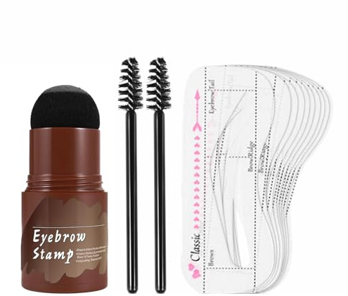 Augenbrauen Puder Set Mit 10 Schablonen - Natürlicher Look & Langer Halt | Kaschiert Auch Haaransatz & Geheimratsecken | Ideal Für Anfänger & Dünne Augenbrauen | Inkl. Doppel-Pinsel