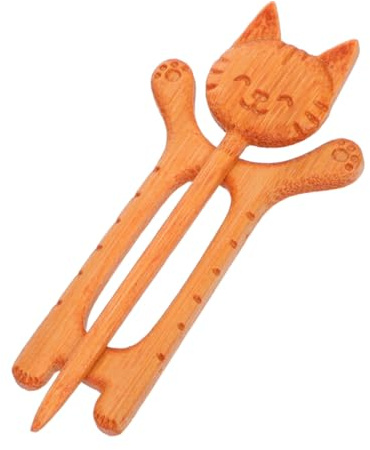 ifundom Broche Chat en Bois Motif Animal Léger Élégant, Épingle à Châle Naturelle pour Femme, Accessoire Mode Pull Cardigan Écharpe, Broche Décorative Automne Hiver