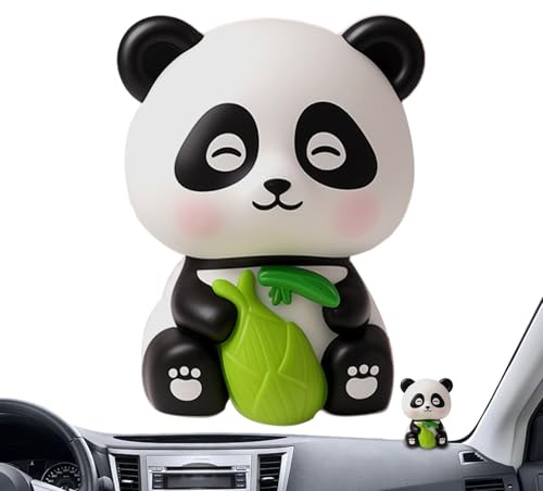 Panda Wackelfigur – Bringt Glück Und Lächeln | Armaturenbrett Deko Mit Automatischem Nickkopf | Zuhause, Büro, Autoinnenraum – Stabiler Rutschfester Standfuß, Lustiges Geschenk Geburtstag Weihnachten