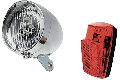 RMS Kit Fanale Luce Anteriore Rosso + Posteriore 3 LED Bici Olanda - R - Graziella - City Bike