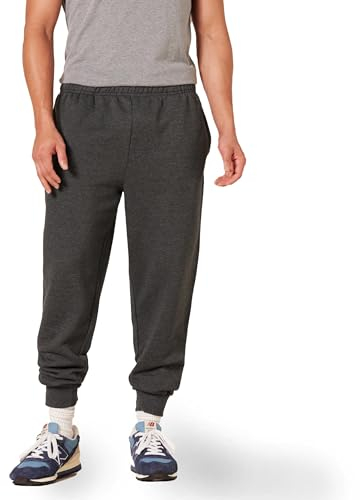 Amazon Essentials Men's Joggingbyxa fleece, Kolsvart, L