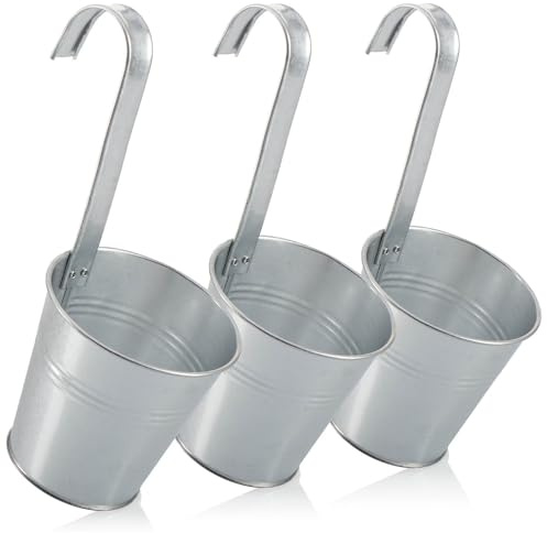 com-four® 3X Blumentopf zum Hängen für Balkon, Hängetopf für Pflanzen | Pflanzenübertopf mit Haken für Garten